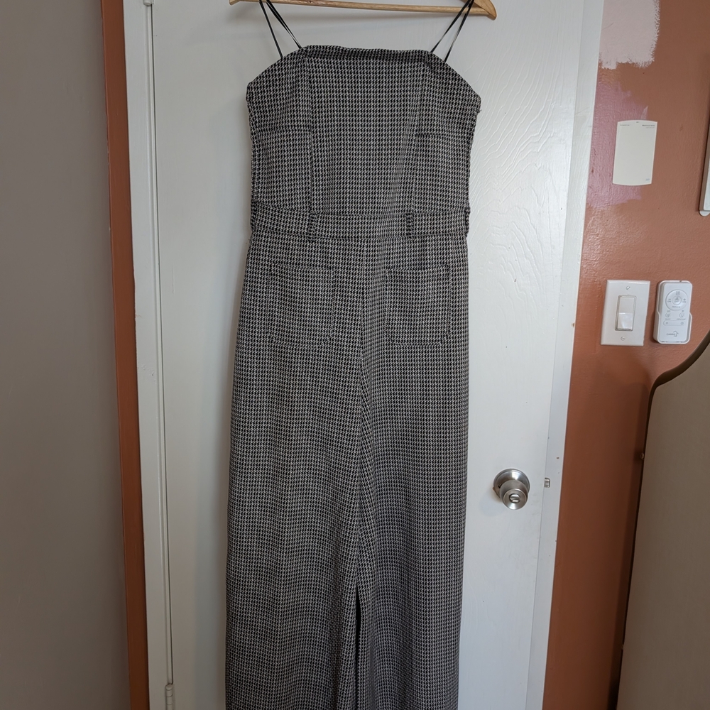 Anthropology Black and White Checkered Jumpsuit